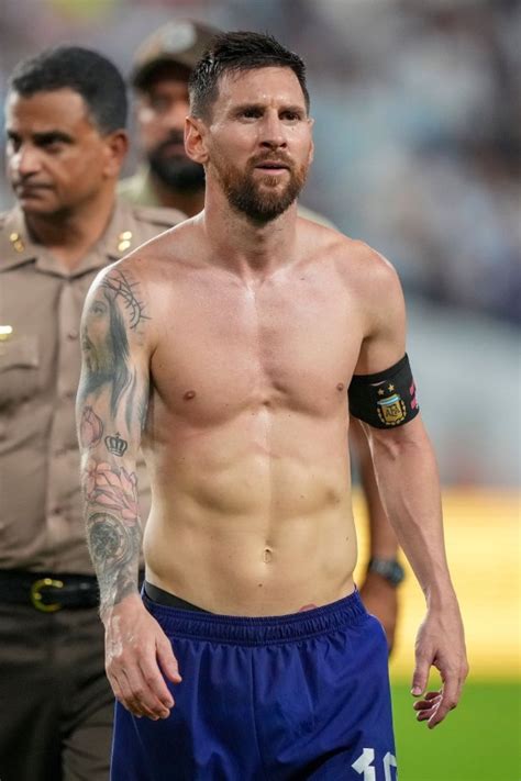 messi bulge|Lionel Messi Poses for a Shirtless Picture With .